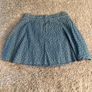 Polka dot denim miniskirt